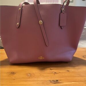 Coach (Market) Pink Leather Tote Bag with Gold Hardware